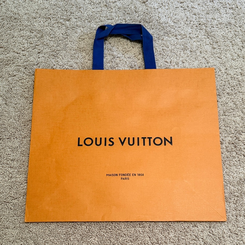 Louis Vuitton Tangerine Bag with Navy Handles